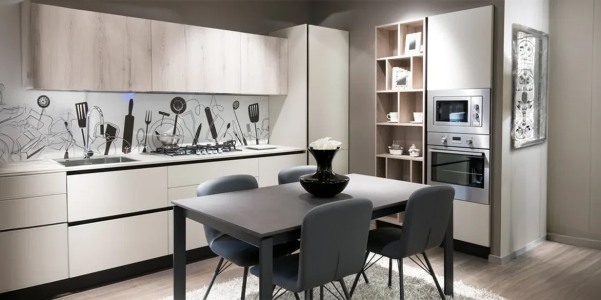 Modern kitchen interior with custom cabinets and dining area for Kitchen Fit Out Dubai