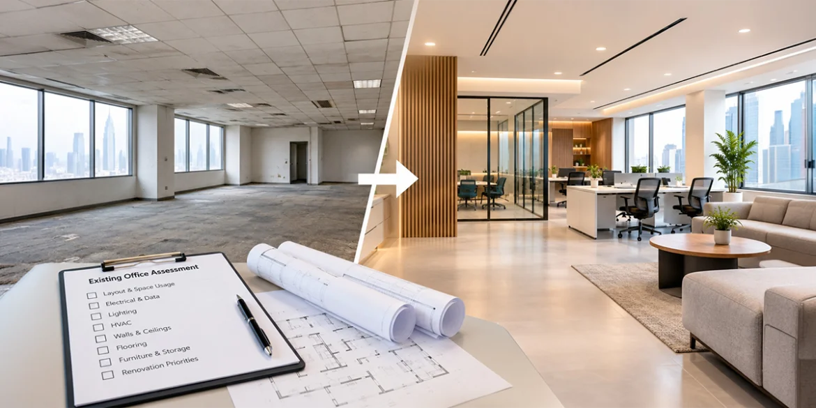 Office Renovation showing an existing office transformed into a modern workplace