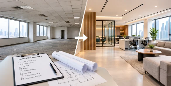 Office Renovation showing an existing office transformed into a modern workplace